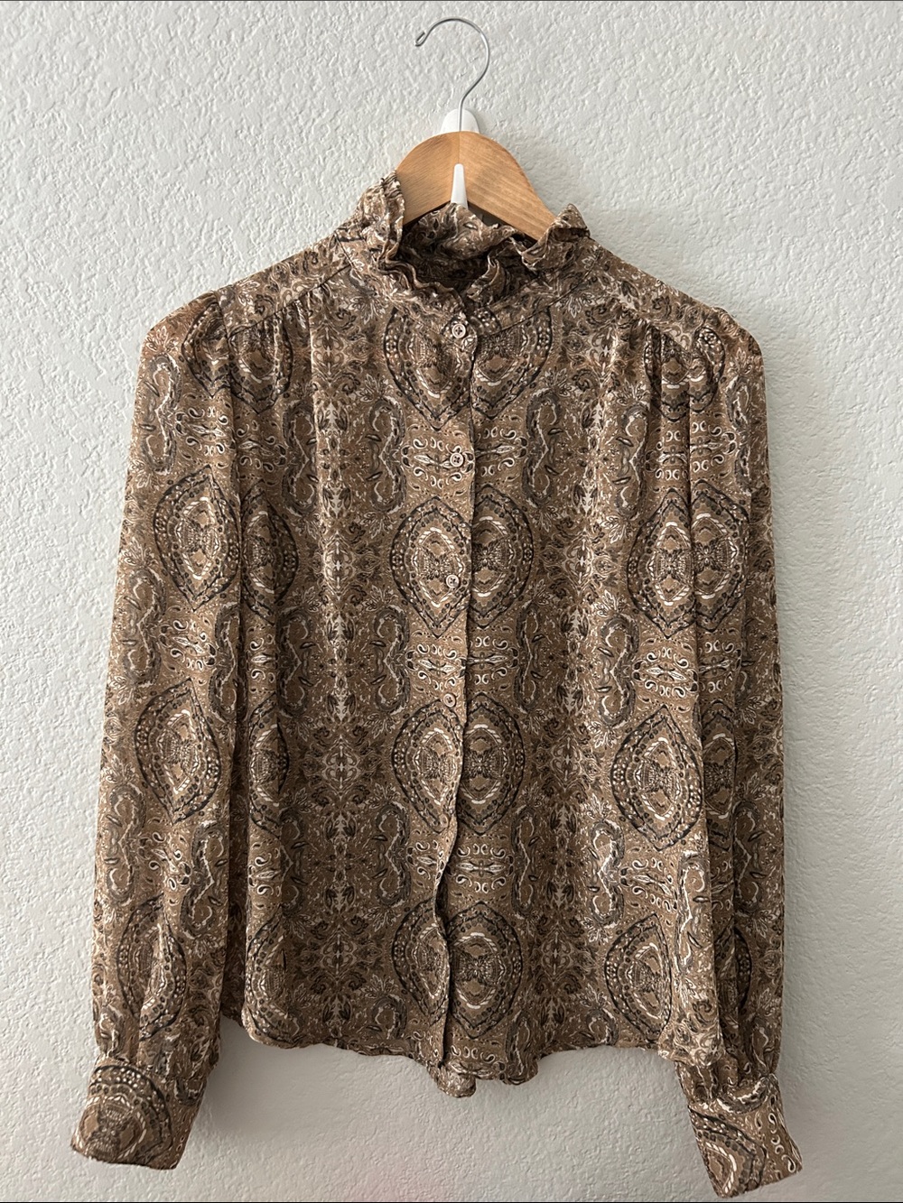 Banana Republic Chiffon Paisley Print Blouse Brown Size M